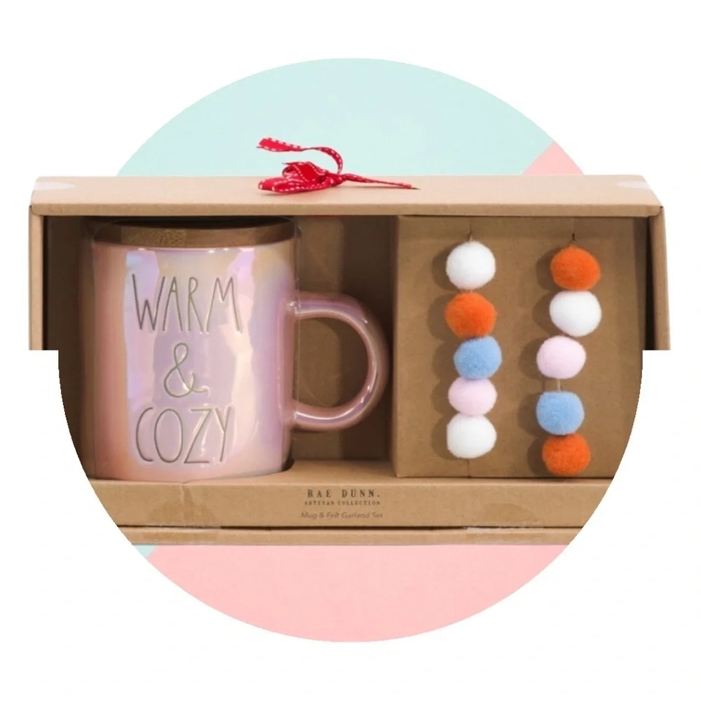 Rae Dunn Artisan x Magenta Collection Warm and Cozy Mug And Garland Gift Set